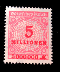 Germany Stamp Scott 285 Deutsches Reich Hyperinflation 5 Million Mark 1923 MNH
