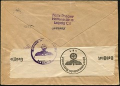 WWII Germany 1940 Airmail Cover Leipzig to USA Bank OKW Wehrmacht Censor
