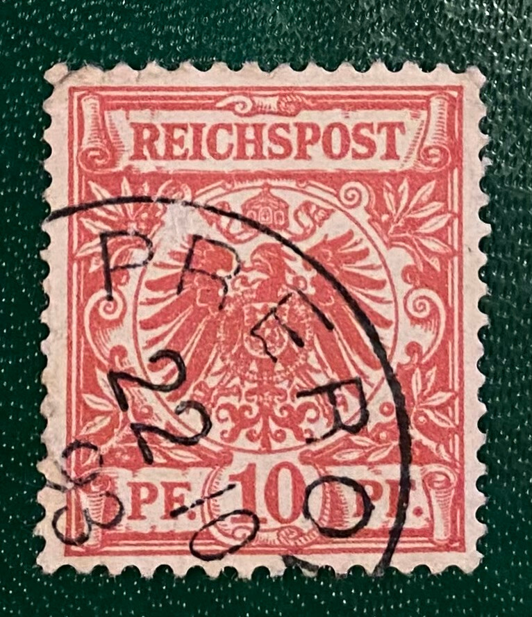Germany 1889 Reichspost 10 Pfennig Red Rose Stamp – Eagle Design – Used