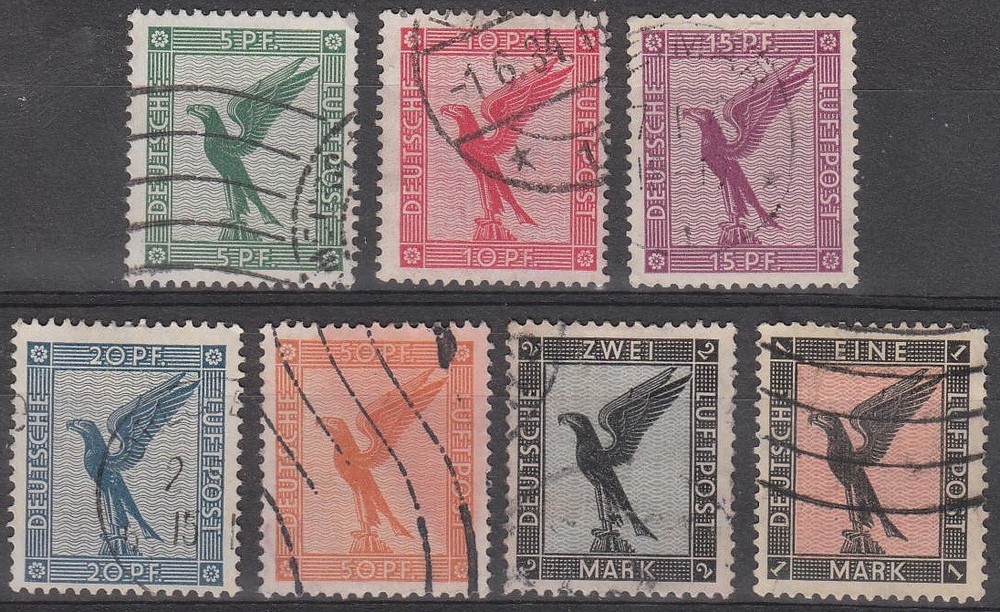 Stamp Germany Reich Mi 378-83 Sc C27-34 1926 Luftpost Airmail Eagle Empire Used
