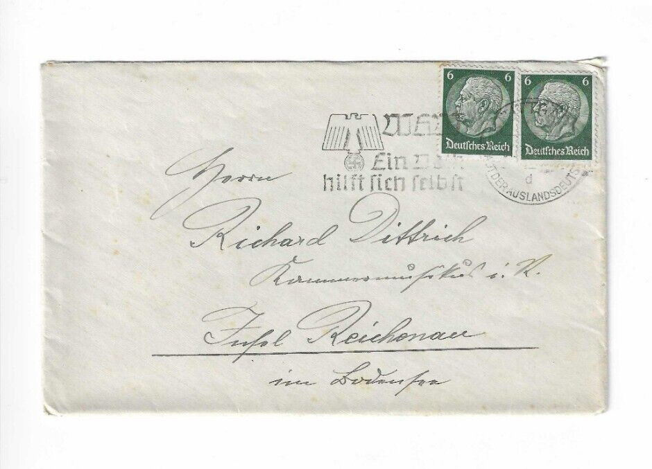 GERMANY Cover (with letter) sent from Stuttgart to T Reichenau – Slogan Cancel