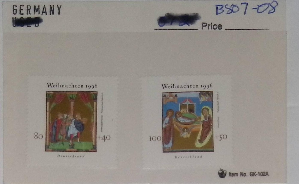 Germany Weihnachten 1996 Christmas Stamps Pair MNH 100+50 80+40 Multi-Color
