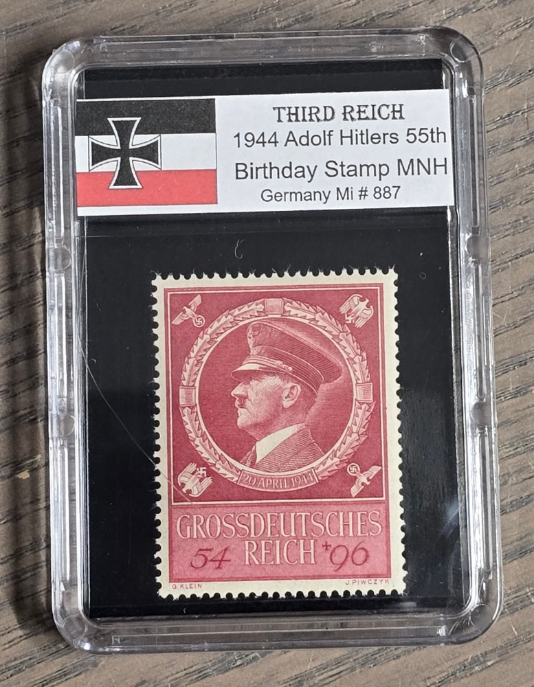 WW2 German Third Reich NSDAP Nazi Adolf Hitler 55th birthday stamp 1944 w Case