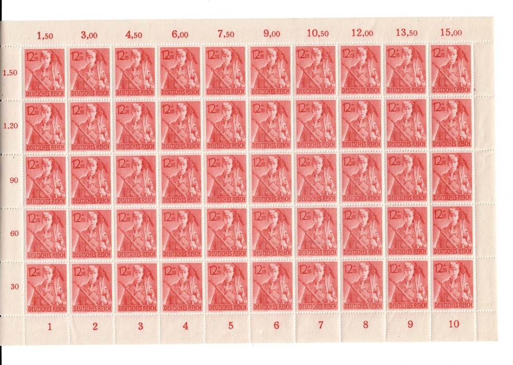 MNH stamp sheet complete B240 WWII Germany Hitler youth Reich Labor corp #2823