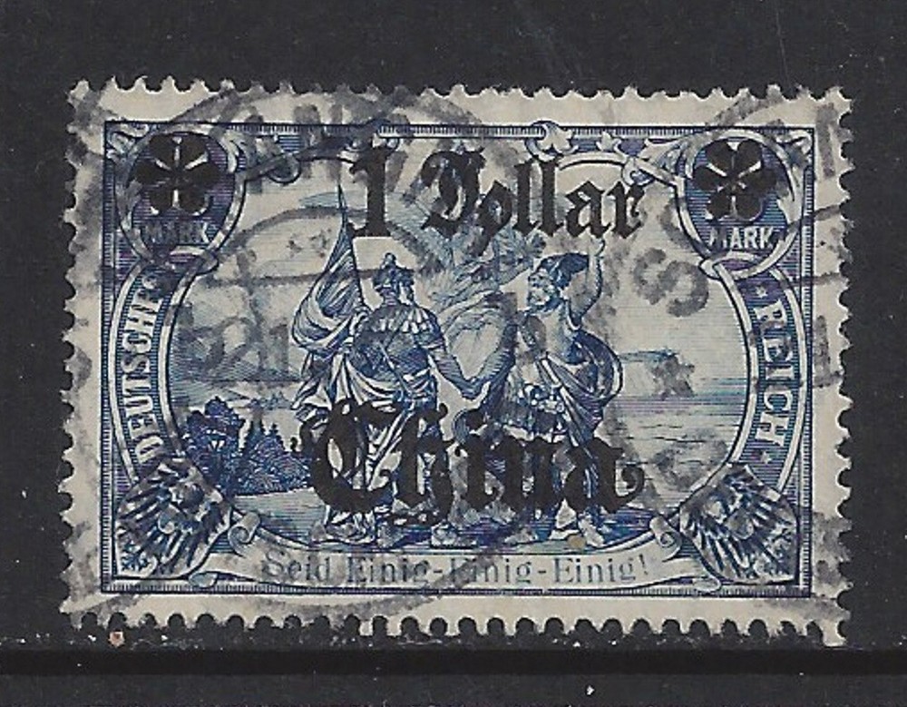 Germany 1907 offices in CHINA 1 Dollar issue used SCHANGHAI, $ 82.00