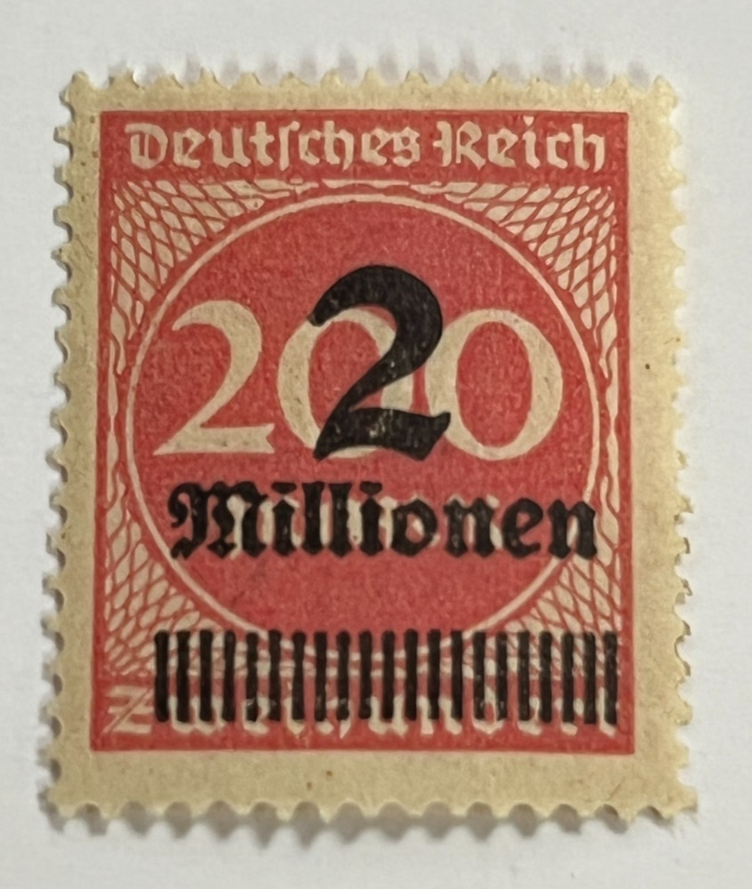 VTG 1923 German #309 Deutsches Reich Stamp 2 Millionen Inflation Overprint 087