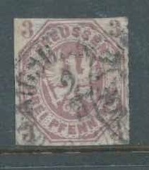 GERMANY PRUSSIA 1865 SG24 3pf Dull Lilac Embossed Arms Rouletted 11.5 GU Cat £70