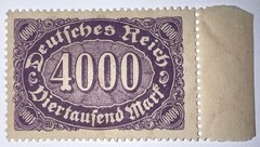 Travelstamps: 1922 Germany Stamps Deutsches Reich 4000 Mark Mi. Nr. 255 MOGNH
