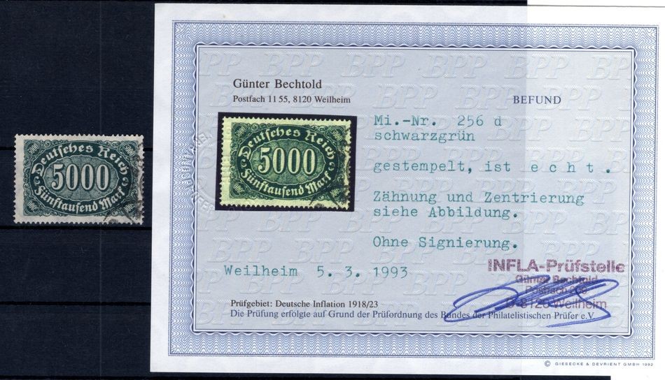 DR-Infla 256d Color Stamped Certificate BPP Expert Verified BPP 200EUR (GA5163