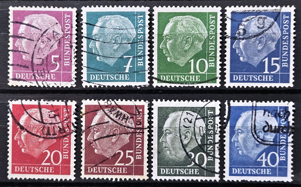 Germany Federal Republic Stamp 1960 Heuss Scott # 704/756 Mi 179y/260y Used