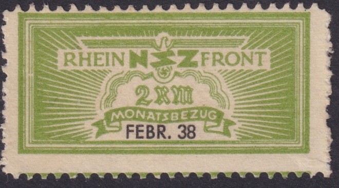 Stamp Germany Revenue WWII 3rd Reich NSZ National Newspaper 1938 Feb MNG