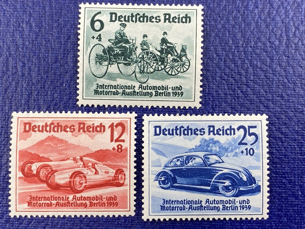 Germany -Third Reich 1939 Sc# B134-B136, Automobiles, Mint Very Light Hinge.