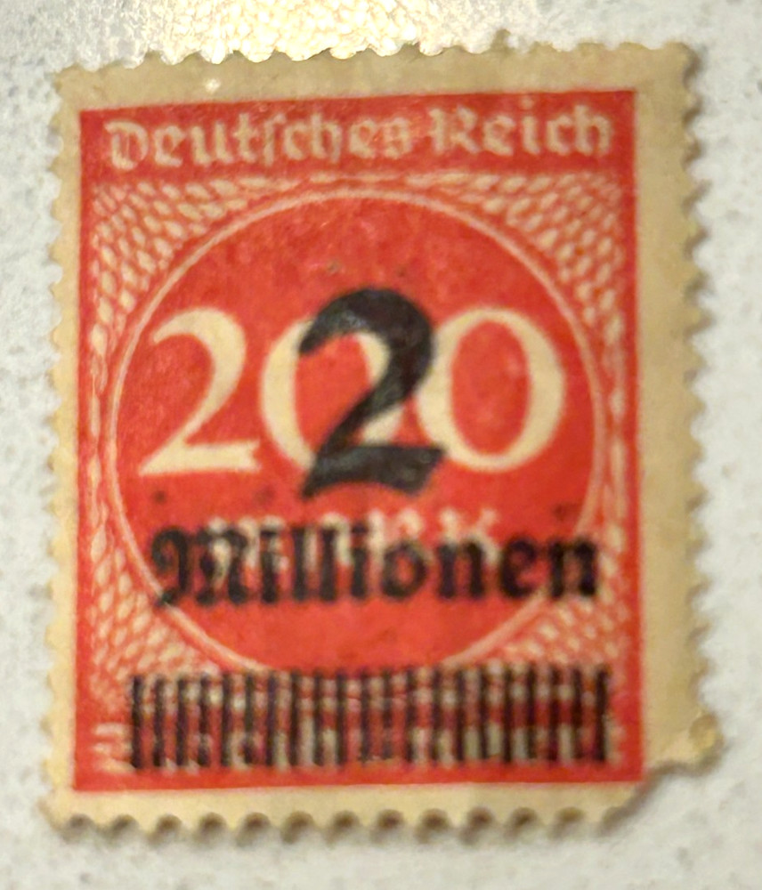 1923 MNH Deutsches Reich (German) 200 Mark Stamp w 2 Millionen overprint, Sc#269