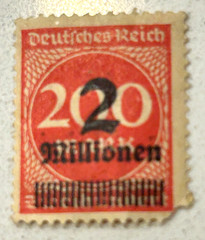 1923 MNH Deutsches Reich (German) 200 Mark Stamp w 2 Millionen overprint, Sc#269