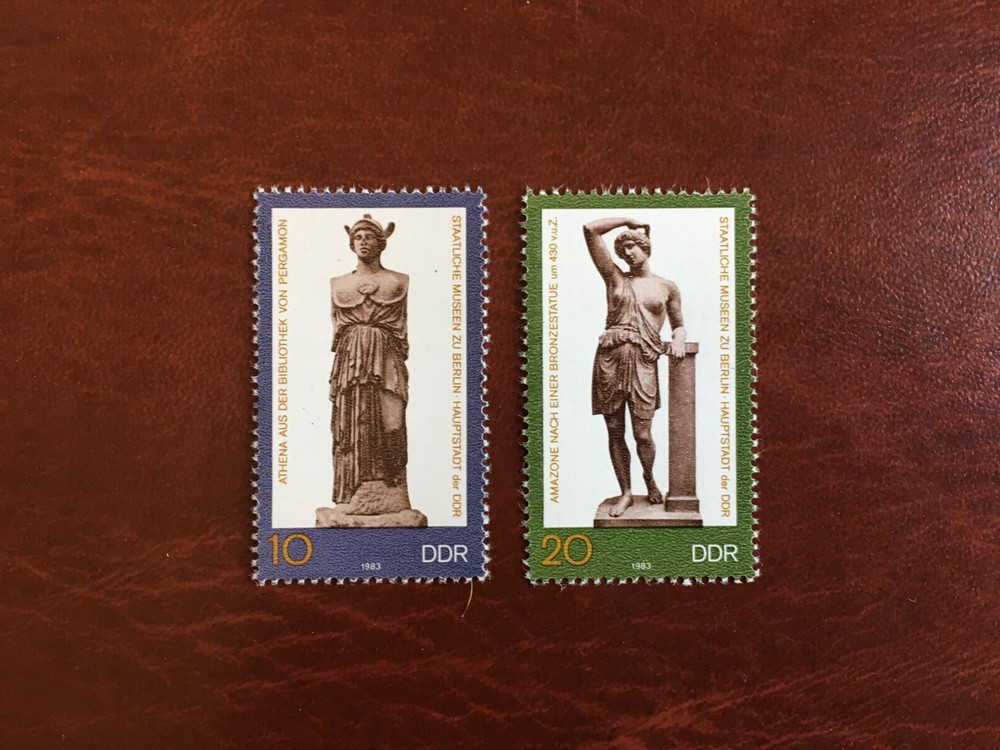 GERMANY EAST DDR GDR 1983 MNH TRAINS STATUES ATHENA BRONZE AMAZON BERLIN MUSEUM