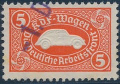 Stamp Germany Revenue WWII Fascism War Era KDF Volkswagen VW Red Used