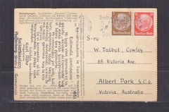 GERMANY,1933 ppc. HERBSTMORGEN 3pf. & 12pf. to Australia,MESSAGE IN ESPERANTO