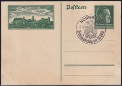 VINTAGE GERMAN 1938 POSTCARD of NUREMBERG with NUREMBERG CANCEL (ITEM0428)