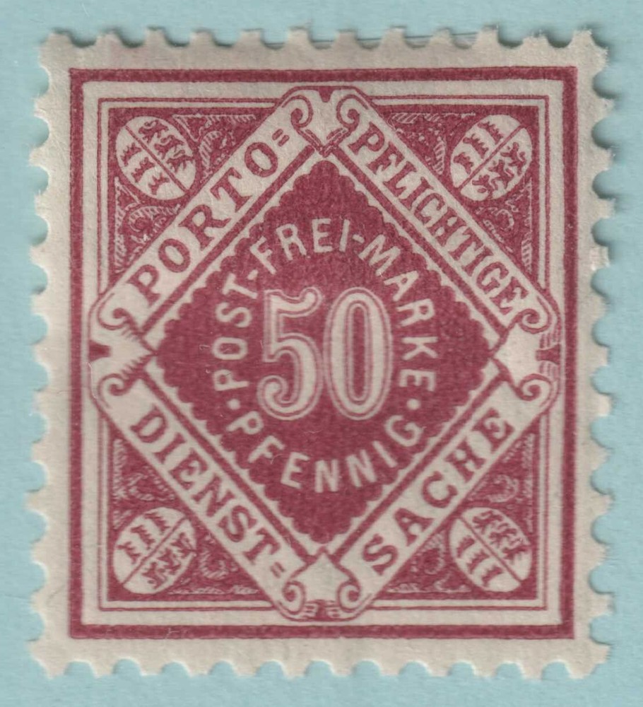 GERMAN STATES – WURTTEMBERG O27 OFFICIAL MINT HINGE REMNANT * VERY FINE! – TLV