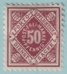 GERMAN STATES – WURTTEMBERG O27 OFFICIAL MINT HINGE REMNANT * VERY FINE! – TLV