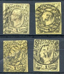 GERMANY SACHSEN Yvert # 6, 4 Stamps Different Cancels VF