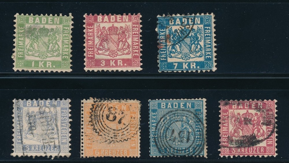 BADEN (GERMANY) #12a, #13, #20, #22, #26, #27 & #28 ; MH (1) REST USED ASFB