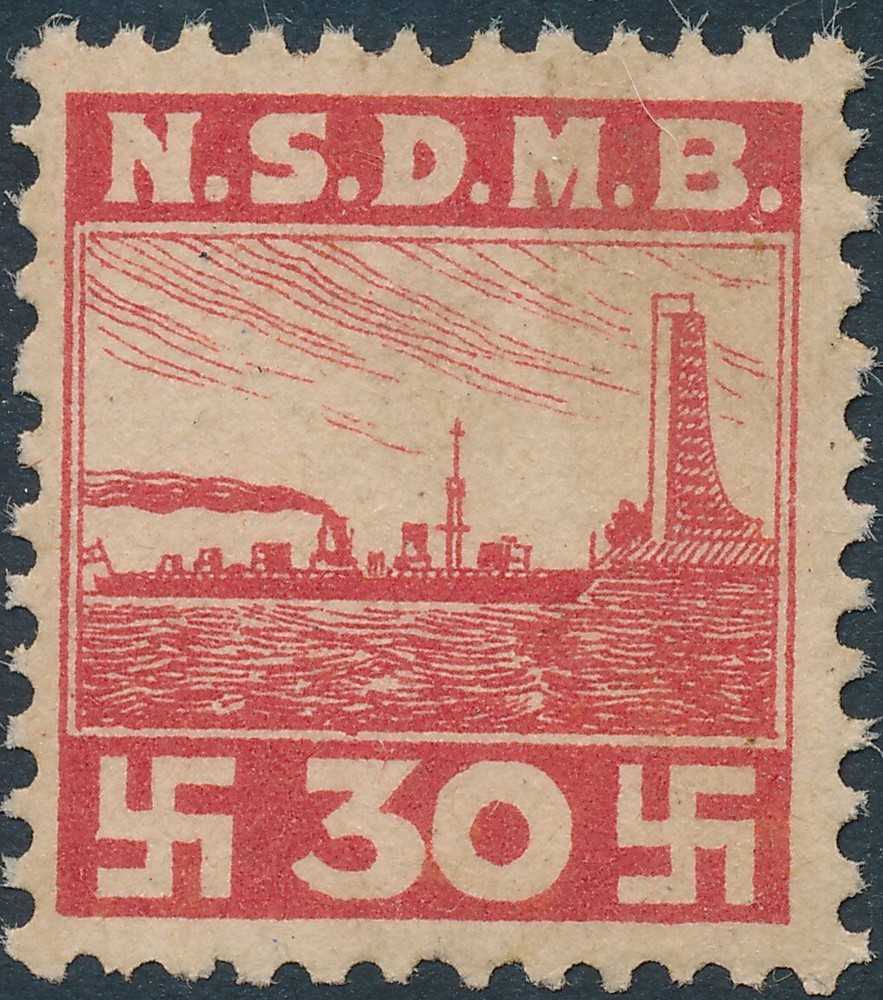 Stamp Germany Revenue WWII 3rd Reich Era NSDMB Marine Dues 30 Red MNG