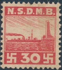 Stamp Germany Revenue WWII 3rd Reich Era NSDMB Marine Dues 30 Red MNG
