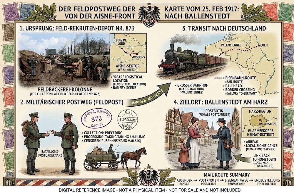 1917 WWI Feldpost IV Army Corps Recruit Depot 873 Field Bakery Ballenstedt Harz