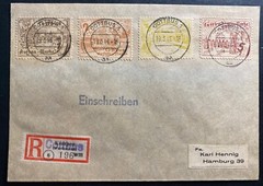 1946 Cottbus Germany Local Stamp issue Post War Registered Cover To Hamburg