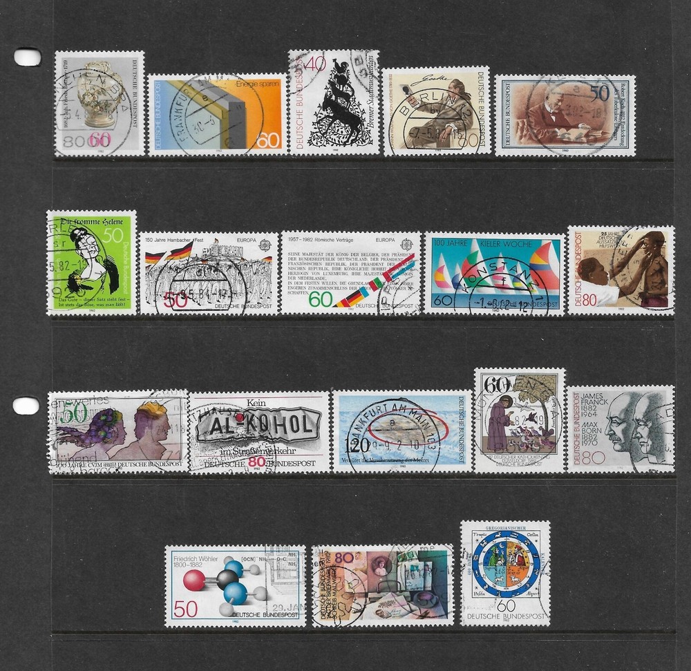 Germany Stamps: 1982 Commems #1366-1383; Complete Set of 18 Different, Used