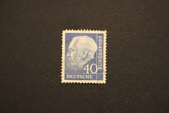 West Germany 1957-58 Theodor Heuss Stamps Lot 40pf Blue & 60pf Brown x2 Used