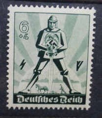 Nazi Germany WW2 Stamp 1940 Labor Day Knight Reichspfennig Rare Artifact