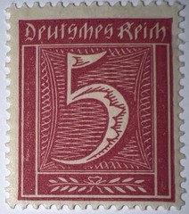 Travelstamps: 1921 Germany Stamp Deutsches Reich 5 Pfennig Mi. Nr. 158, Mint MNH