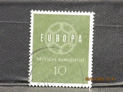 The listing:(1)1959 Deutsche CEPT Europa 10 Pf West German Postage Stamp-LH-ROP