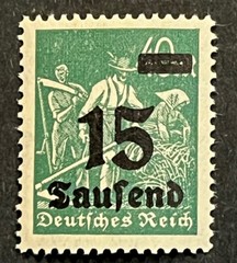 Travelstamps; 1923 Germany OP Stamp #279 – 15 Tausend on 40m Farming Mint MNH OG