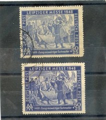 GERMANY, ALLIED OCC Sc 10NB2+VAR(MI 199a,b)F-VF USED 1948 50+25, BOTH COLORS $39