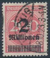 GERMANY – 1923 2Millionen on 200Mk, sideways watermark, used – Michel # 309AY