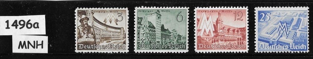 MNH stamp set Sc 494-497 Third Reich Germany 1940 Leipzig Spring Fair #1496a