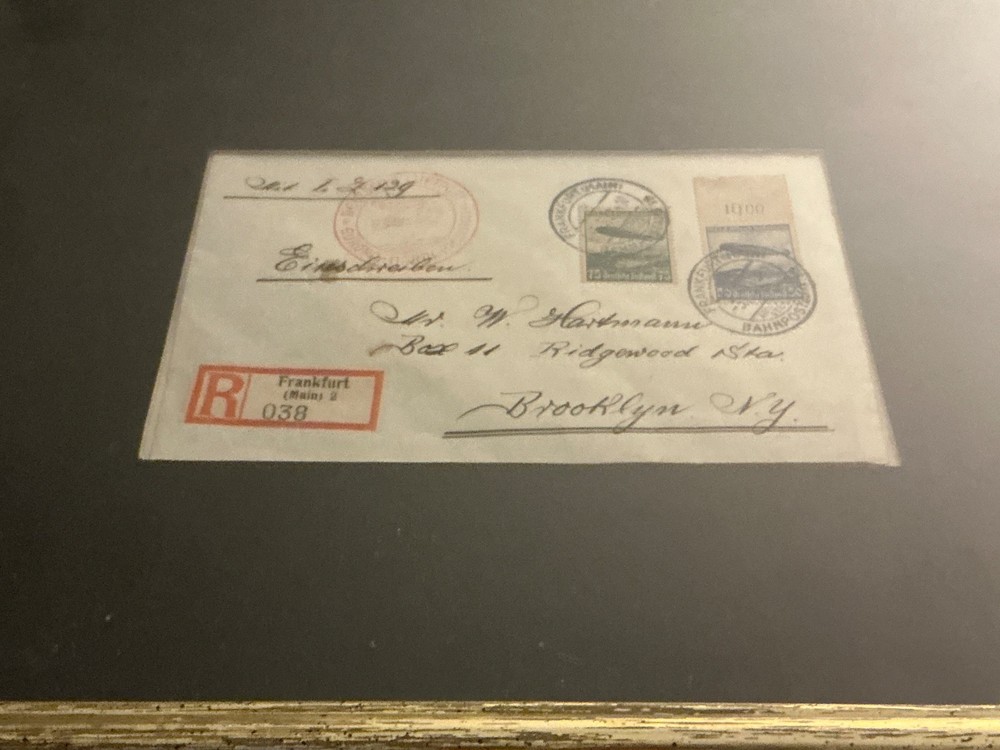 1936 Hindenburg LZ 129 Zeppelin Registered Covers Germany to USA Pair