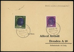 German Occupation 1945 Dresden Local Provisional Issue Hitler Overprint Cover