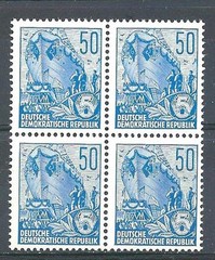 Germany DDR 1957 Sc# 337 Ship 50pf perf 14 GDR block 4 MNH
