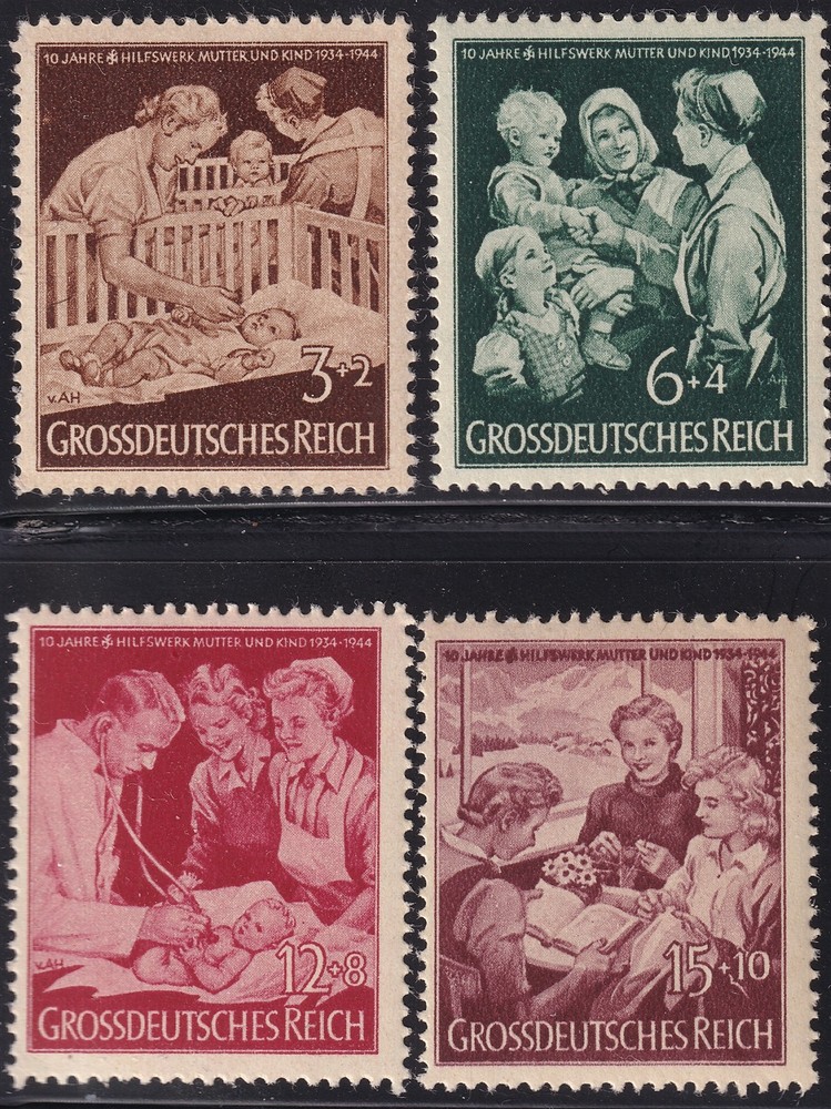 Stamp Germany Mi 869-72 Sc B253-6 1944 WWII 3rd Reich Welfare Home MNH