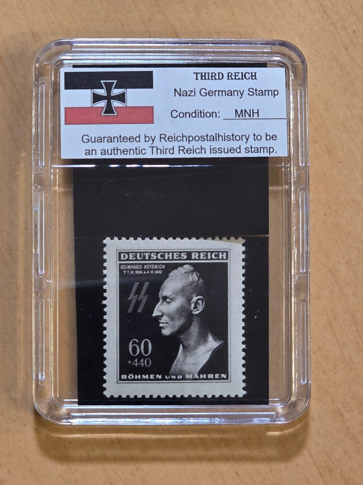 REINHARD HEYDRICH SS DEATH MASK Third Reich Nazi German NSDAP Stamp WW2 WWII