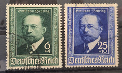 WWII Nazi German Third Reich NSDAP issue Semi-Postal Stamp Pair Emil von Behring