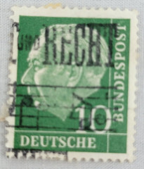 GERMANY ~ Deutrche/Bundespost ~ 10 Saufend ~ Cancelled/Posted ~ c.1954 ~ B308