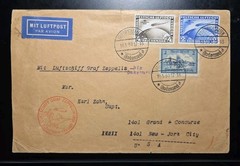 1930 LZ-127 Graf Zepplein South America Flight Germany Stamps #C38 & #C39 Cover