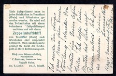 GERMANY 1912 ZEPPELIN AIR MAIL EARLY FLIGHT WIESBADEN TO FRANKFURT OCTOBER 15