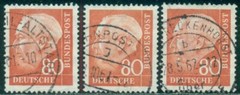 GERMANY SCOTT # 760, PRESIDENT THEODOR HEUSS, USED, 3 STAMPS, GREAT PRICE!