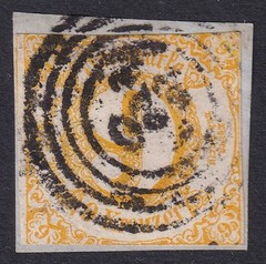 THURN AND TAXIS 1860 Southern District 9k Yellow SG 65 Used on Piece (CV £75)